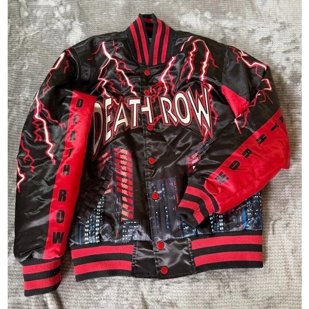 Headgear Classics Death Row Records Satin Varsity Jacket Black Red XS HGC Bomber